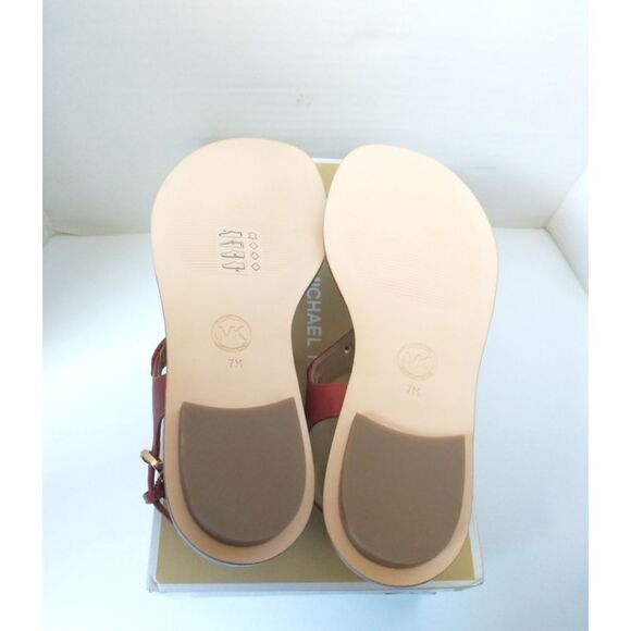 New! MICHAEL KORS Women's MK Plate Thong Leather Sandals Shoes Terracotta Size 7 - Picture 9 of 9